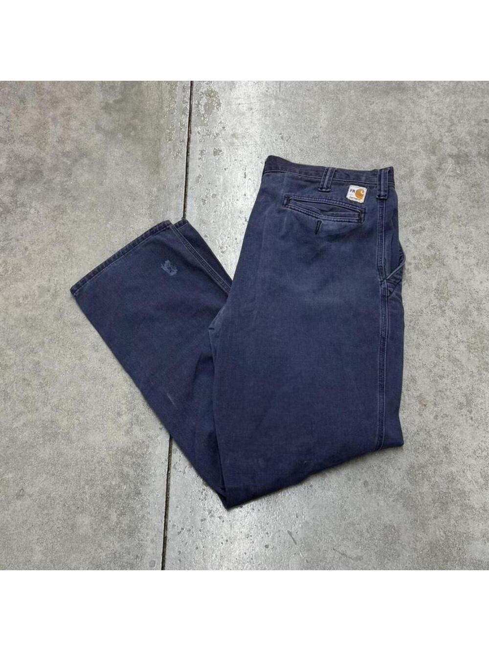 vintage carhartt faded navy relaxed baggy fit cargo pants size 34 x 32